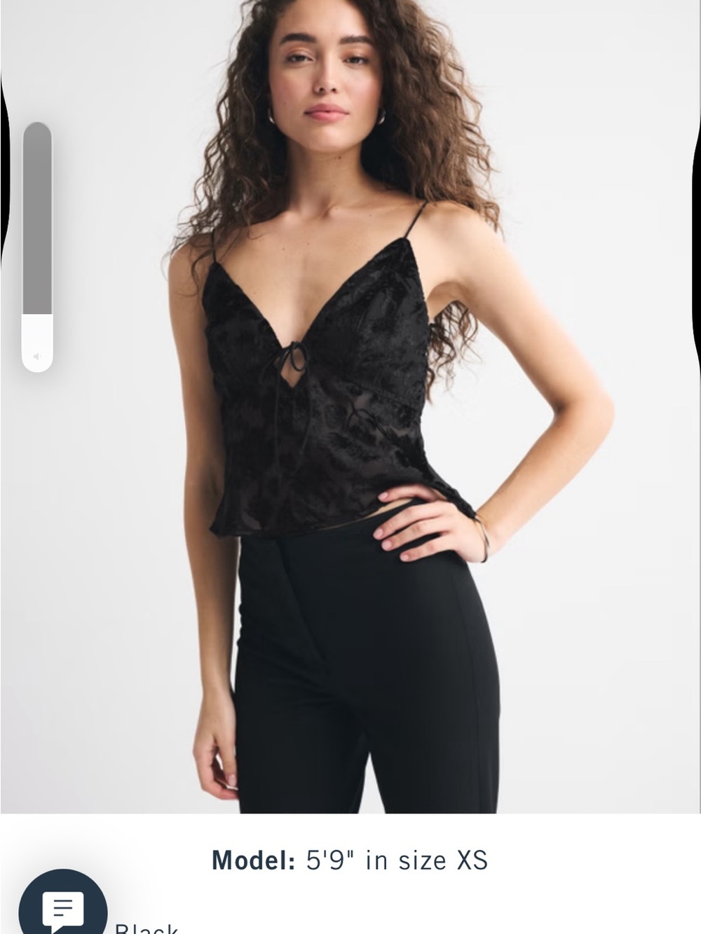 Black Velvet Tie-Front Cami Top